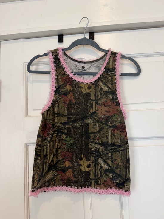 Mossy Oak Tops - Mossy Oak Upcycled One of Kind Camo Tank Top with Pink Trim